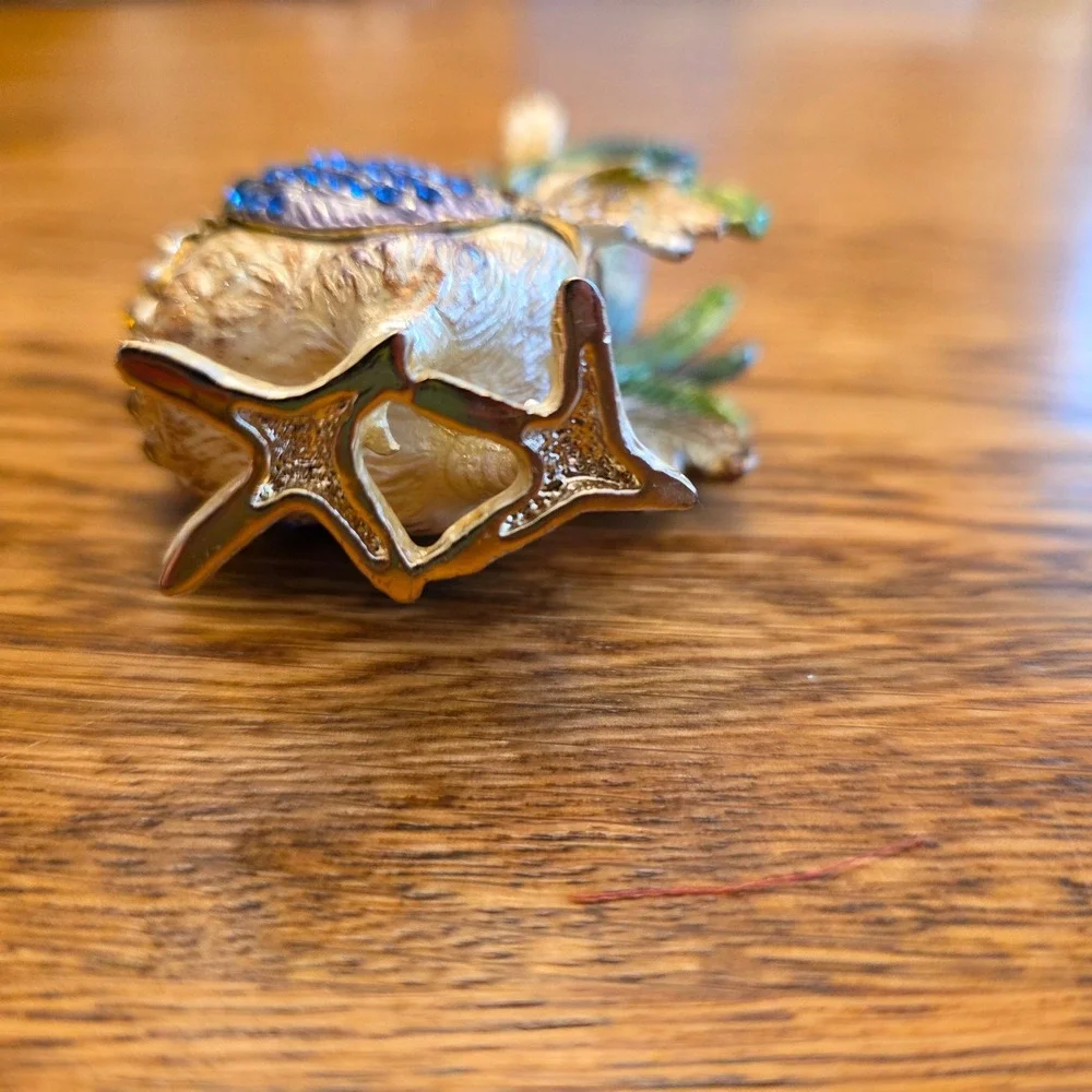Multicolor Enamel Rooster Trinket Box Rhinestone Bejeweled Hinged Figurine 3in